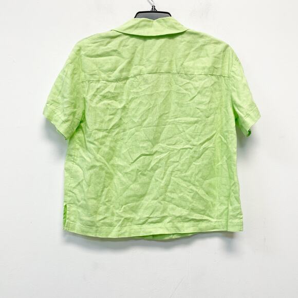 A New Day Women's Linen Short Sleeve Button Down Camp Shirt Green Size Large - Picture 3 of 6